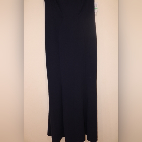 Cut Out Embellished Zippered Lined Sleeveless Round Neck Full-Length (Navy) - Picture 4 of 13